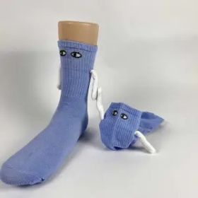 Mid Tube Black And White Couple Matching Holding Socks (Option: Light Blue-1pairs)