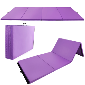 --Only Self Pickup--10 Ft. X 4 Ft. Quad Fold Gym Mat With Carrying Handle For Protective Flooring In Mixed Martial Arts, Gymnastics, And Home Gyms, 2 (Option: Purple)