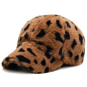 Fashion Leopard Fleece Baseball All-matching Peaked Cap (Option: Brown Dots-Adjustable)