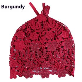 Hat Female Ethnic Style Flower Hat Hollow Single Layer Pullover (Option: Wine Red-Free Size)