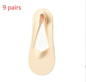 Women's Fashion Silicone Non-slip Shallow Boat Socks (Option: Skin 9pairs-One size)