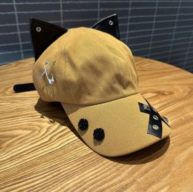 A Niche Baseball Cap With Three-dimensional Cat Ears (Option: Khaki)