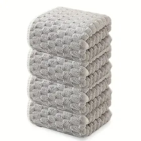 Waffle Ultra-soft Bath Towel 4/1pc, Super Absorbent And Quick-drying Adult Ultra-fine Fiber Towel, Quick-drying Textured Towel, Soft Spa And Fitness T (Option: 4piecegray)