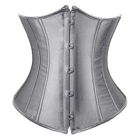 SEXY Gothic Underbust Corset and Waist cincher Bustiers Top Workout Shape Body Belt Plus size Lingerie S-6XL (Color: GRAY, size: M)