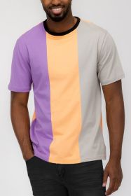 Weiv Mens Color Block T Shirt (Color: LILAC, size: S)