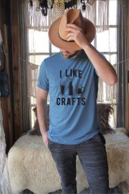 I Like Crafts Beer Crew Neck Softstyle Tee (Color: Deep Teal, size: L)