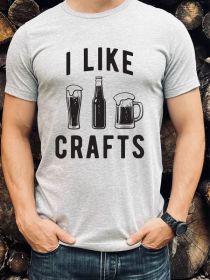 I Like Crafts Beer Crew Neck Softstyle Tee (Color: Oxford, size: L)