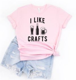 I Like Crafts Beer Crew Neck Softstyle Tee (Color: Soft Pink, size: XL)