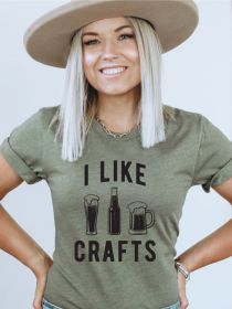 I Like Crafts Beer Crew Neck Softstyle Tee (Color: Military Green, size: L)