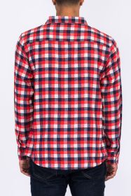 Weiv Regular Fit Checker Plaid Flannel Long Sleeve (Color: RED NAVY, size: XL)