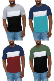 COLOR BLOCK SHORT SLEEVE TSHIRT (Color: NAVY TEAL, size: L)
