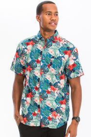 Weiv Mens Print Hawaiian Button Down Shirt WS7011 (Color: MULTI, size: 3XL)