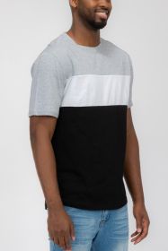 COLOR BLOCK SHORT SLEEVE TSHIRT (Color: OLIVE BLACK, size: S)