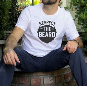 Respect the Beard Mens Tee (Color: White, size: L)