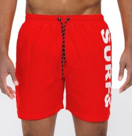 Surf&Beach Swim Trunks Board Shorts (Color: Red, size: L)