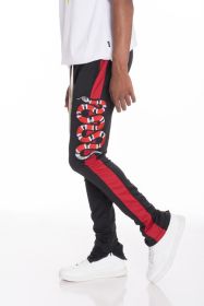 Snake Patched Track Pants (Color: Black, size: XL)