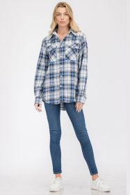 Regular Fit Checker Plaid Flannel Long Sleeve (Color: WHITE SKY, size: S)