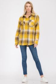 Regular Fit Checker Plaid Flannel Long Sleeve (Color: YELLOW BROWN, size: 3XL)