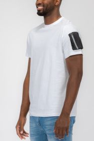 SHORT SLEEVE COTTON TSHIRT (Color: WHITE BLACK, size: 2XL)