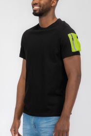 SHORT SLEEVE COTTON TSHIRT (Color: black lime, size: S)