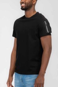 SHORT SLEEVE COTTON TSHIRT (Color: BLACK BLACK, size: M)