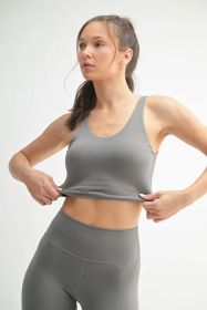 MONO B Venice Cloud Light U-back Active Tank (Color: NEW PEWTER, size: M)