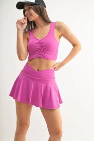 MONO B Ruched Front Active Tank (Color: NEW ORCHID, size: L)