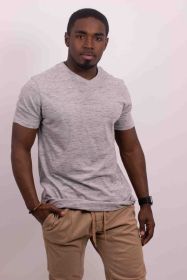 Tri-Blend V-Neck T-Shirt (Color: Oatmeal, size: 2XL)
