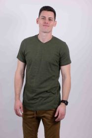 Tri-Blend V-Neck T-Shirt (Color: olive, size: L)