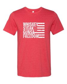 Whiskey Steak Guns & Freedom Tee (Color: Vintage Red, size: XL)