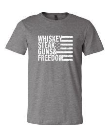 Whiskey Steak Guns & Freedom Tee (Color: Heather Storm, size: M)