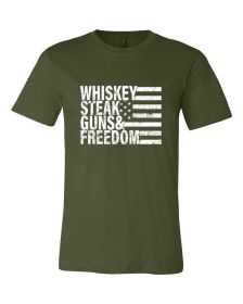 Whiskey Steak Guns & Freedom Tee (Color: olive, size: XL)