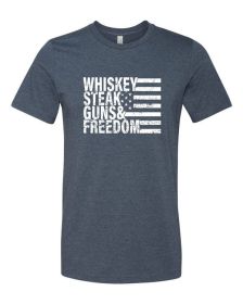 Whiskey Steak Guns & Freedom Tee (Color: Heather Navy, size: L)