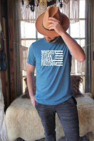 Whiskey Steak Guns & Freedom Tee (Color: Heather Deep Teal, size: L)
