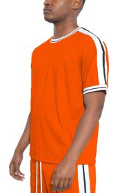 Striped Tape Short Sleeve T-shirt (Color: Orange, size: L)