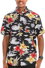 Hawaiian Print Button Down Shirt (Color: MULTI, size: M)