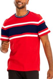 COTTON THREE STRIPE TSHIRT (Color: RED NAVY, size: 3XL)