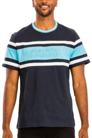 COTTON THREE STRIPE TSHIRT (Color: NAVY SKY, size: 3XL)