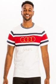 Good Vibes 3D Design Print Gold Foil (Color: White, size: 3XL)