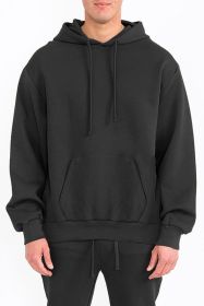 Mens Solid Tech Fleece Hoodie (Color: Black, size: L)