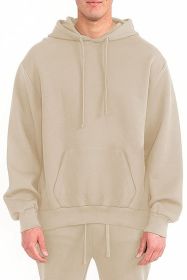 Mens Solid Tech Fleece Hoodie (Color: Oatmeal, size: XL)