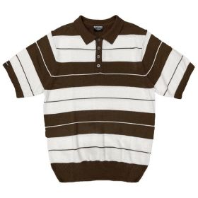 Charlie Brown Shirt Short Sleeve Polo (Color: BROWN WHITE, size: L)