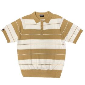 Charlie Brown Shirt Short Sleeve Polo (Color: KHAKI WHITE, size: 4XL)