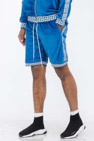 Status Print Velour Shorts Suede Shorts (Color: RED WHITE, size: L)