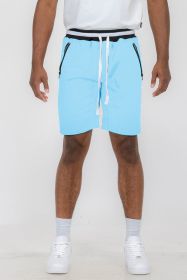 Weiv Mens French Terry Sweat Short (Color: LIGHT BLUE, size: L)