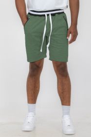 Weiv Mens French Terry Sweat Short (Color: olive, size: L)