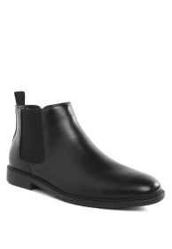 Fraser Men's Faux Leather Chelsea Boots (Color: Black, size: US-11 / UK-10 / EU-44)