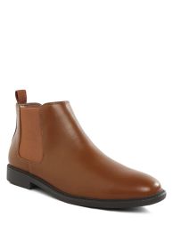 Fraser Men's Faux Leather Chelsea Boots (Color: Tan, size: US-9 / UK-8 / EU-42)