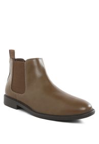 Fraser Men's Faux Leather Chelsea Boots (Color: Taupe, size: US-9 / UK-8 / EU-42)