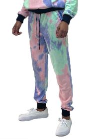 COTTON TYE DYE SWEAT PANTS (Color: LIME PURPLE, size: S)